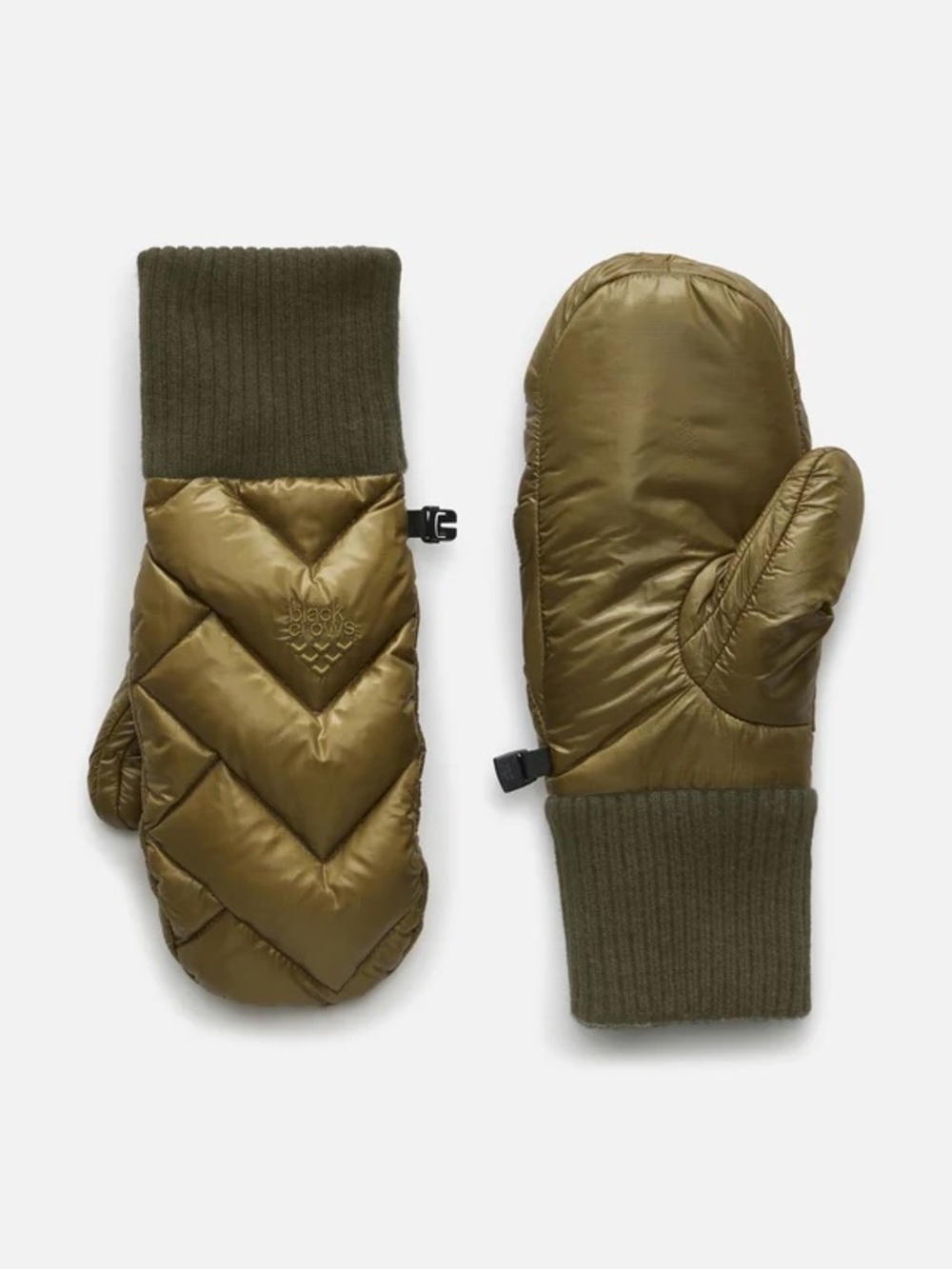 Quilted Olive Puffer Mittens with Knit Cuff - Blackcrows - NWT